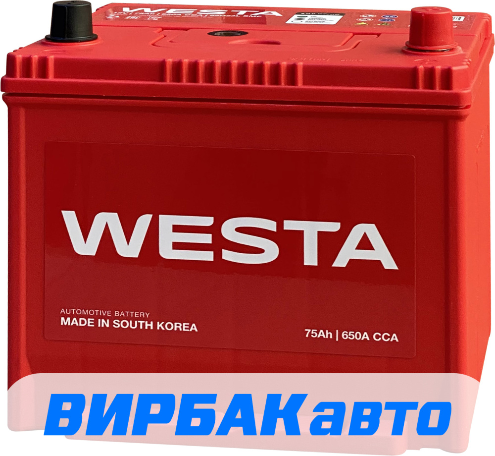 Купить Аккумулятор WESTA Korea 95D23L SMF 75 Ач 650 А обратная полярность,  клемма стандартная, цены в Таганроге — интернет-магазин VIRBACauto